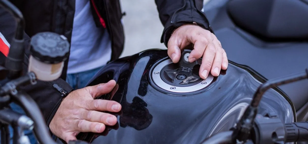 Gas cap on a motorcycle