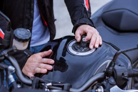 Gas cap on a motorcycle