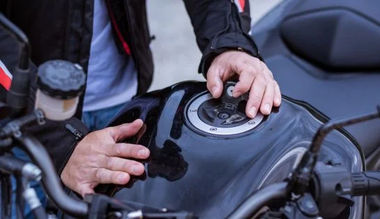 Gas cap on a motorcycle